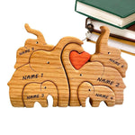 Famille Éléphant puzzle en bois